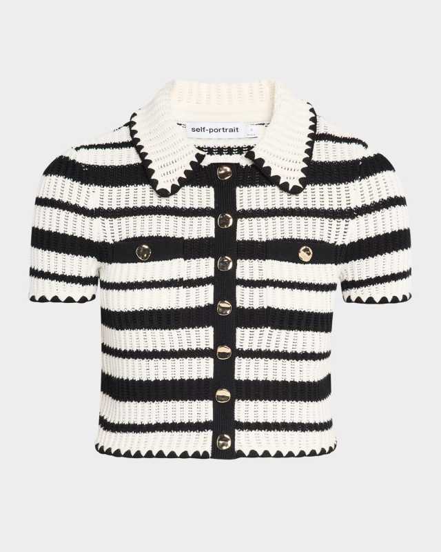 Striped Crochet-Knit Top
